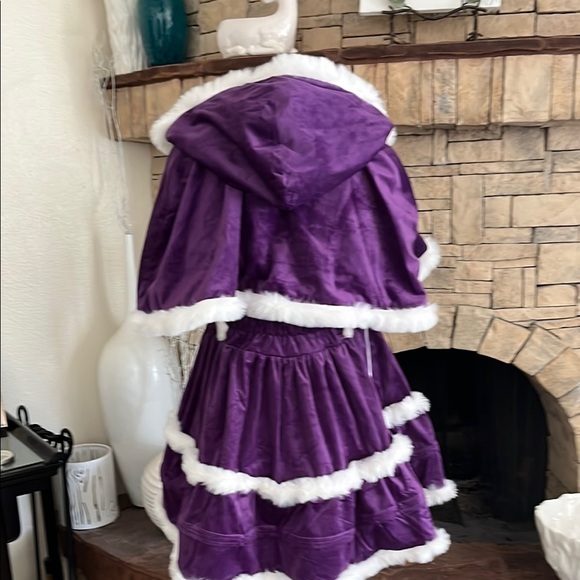 Purple Winter Christmas Dress and Hooded Cape Size S - Picture 4 of 5